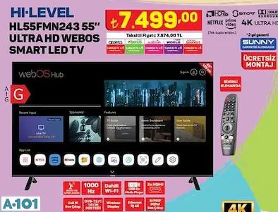 Hİ-LEVEL 55 ULTRA HD SMART LED TV/AKILLI TELEVİZYON